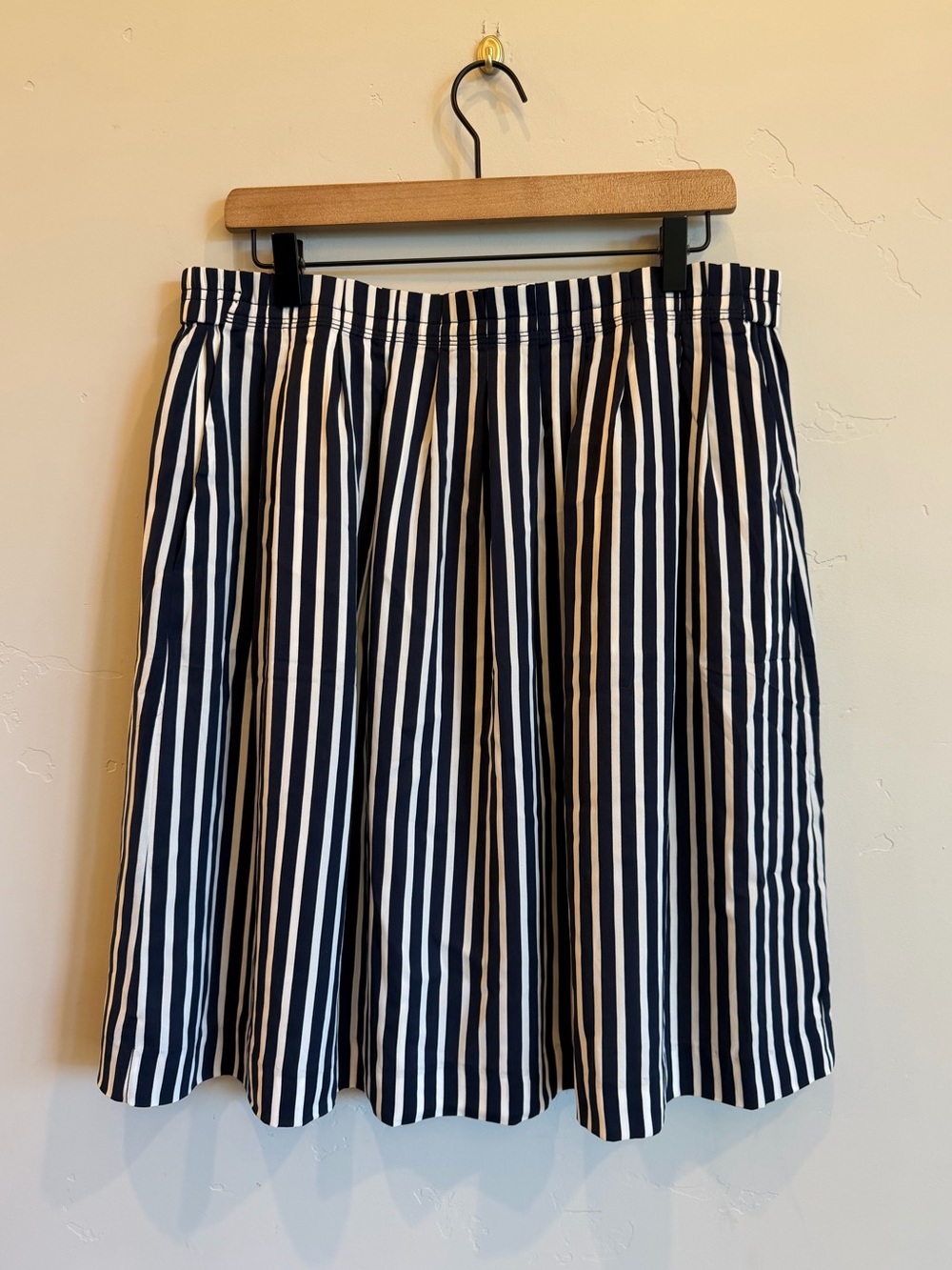 J.CREW Navy & White Striped Elastic Waistband Skirt